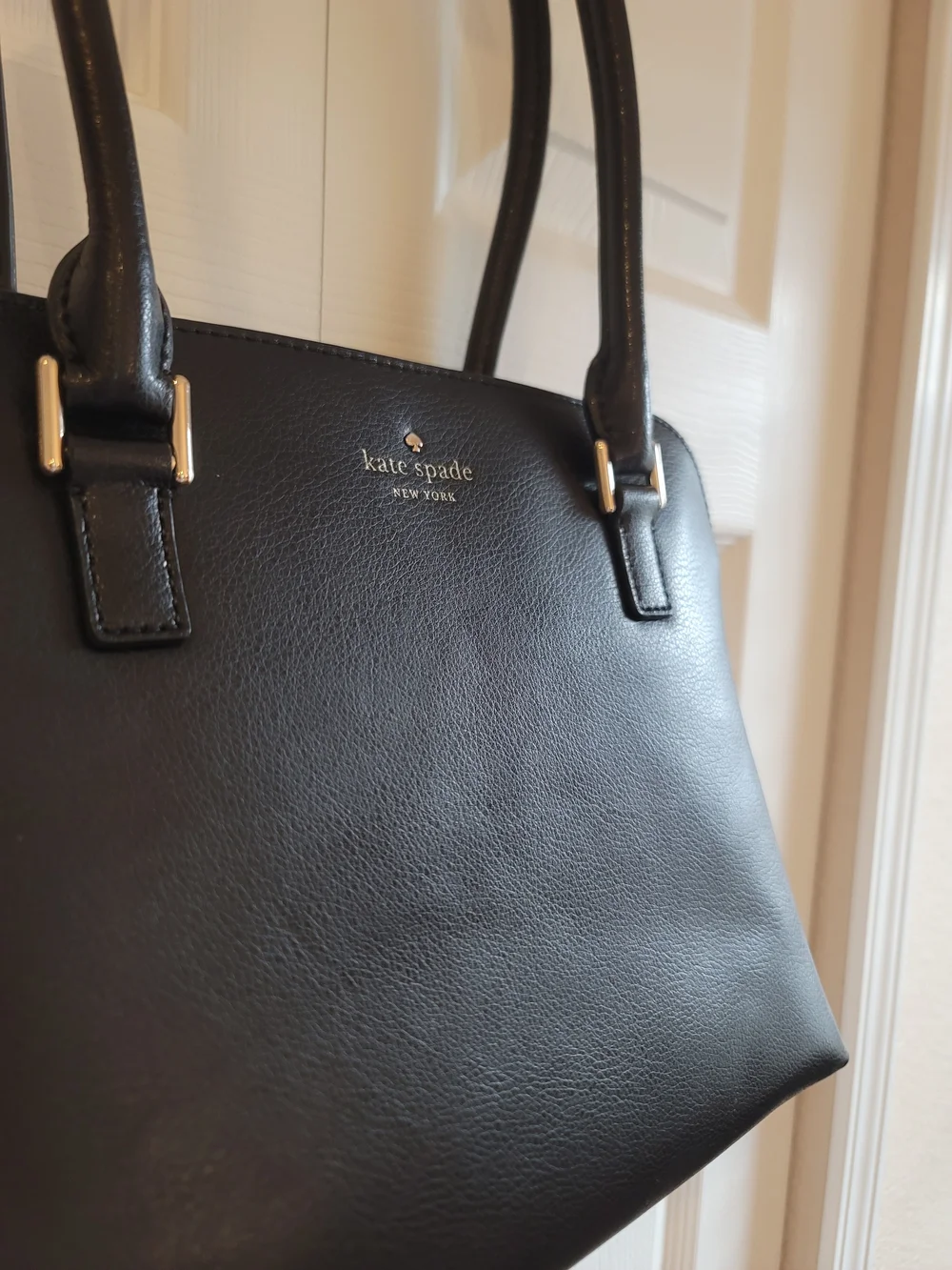 kate spade Black Leather Satchel with Dual Top Handles
